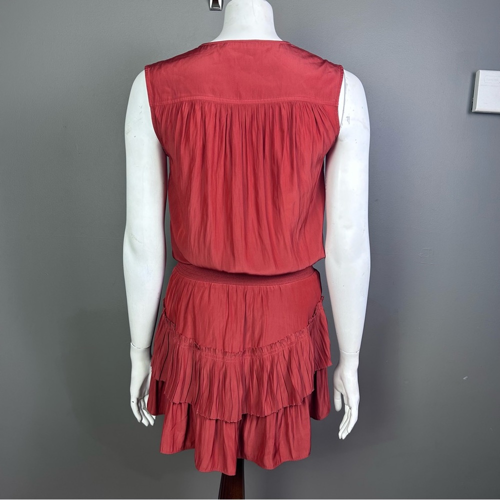 Ramy Brook dress XXS rust peplum Bernice smocked clay rust mini tennis blouson - Picture 4 of 11